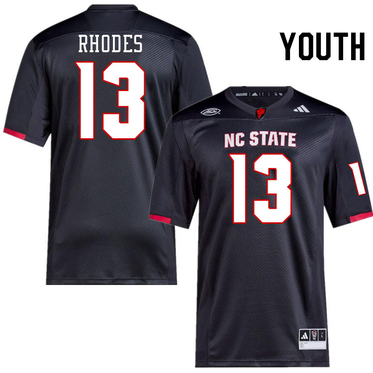 Youth #13 Ethan Rhodes NC State Wolfpack College Football Jerseys Stitched-Black